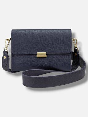 Gigi New York Women's Blue Pebble Grain Leather Push-Lock Sutton Crossbody Bag